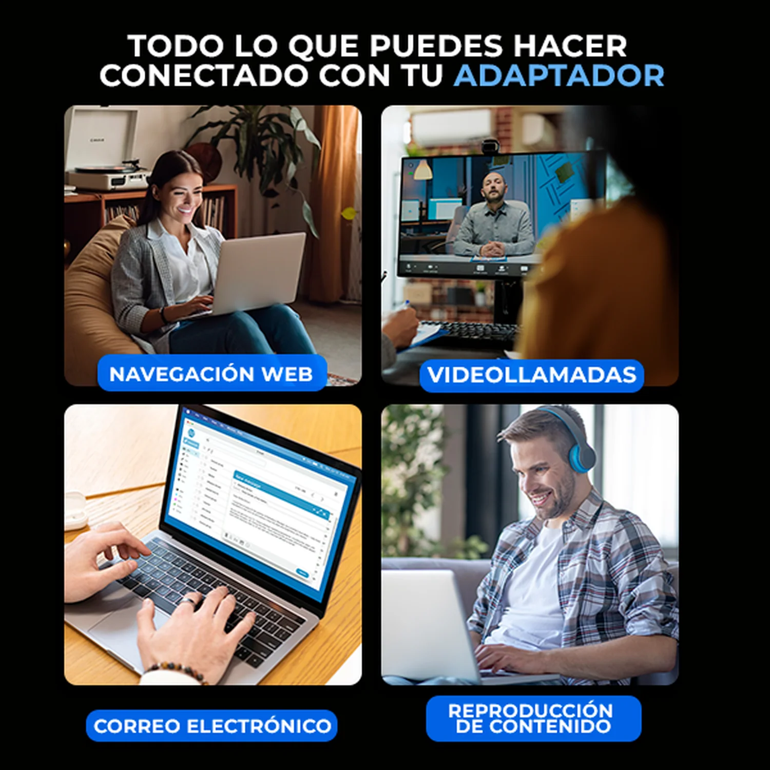 Adaptador 2 En 1 XTREME PC GAMING WiFi Bluetooth 5.3 Antena Externa USB 2.4GHz/5GHz 600mbps Doble Banda Inalambrico Plug & Play Windows/Linux NXT906BK - Image 5