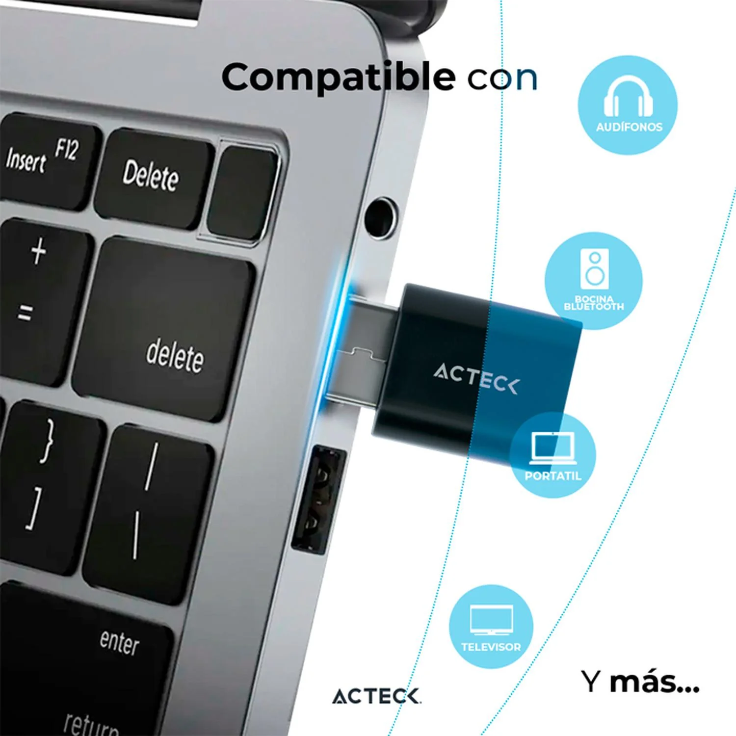 Adaptador ACTECK SHIFT NANO RTX450 Bluetooth 5.0 USB Aux. 3.5mm Negro AC-934879 - Image 5