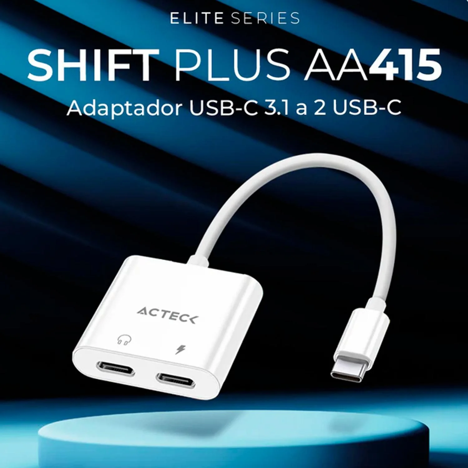 Adaptador ACTECK SHIFT PLUS AA415 USB-C 3.1 a 2x USB-C Blanco AC-939768 - Image 4