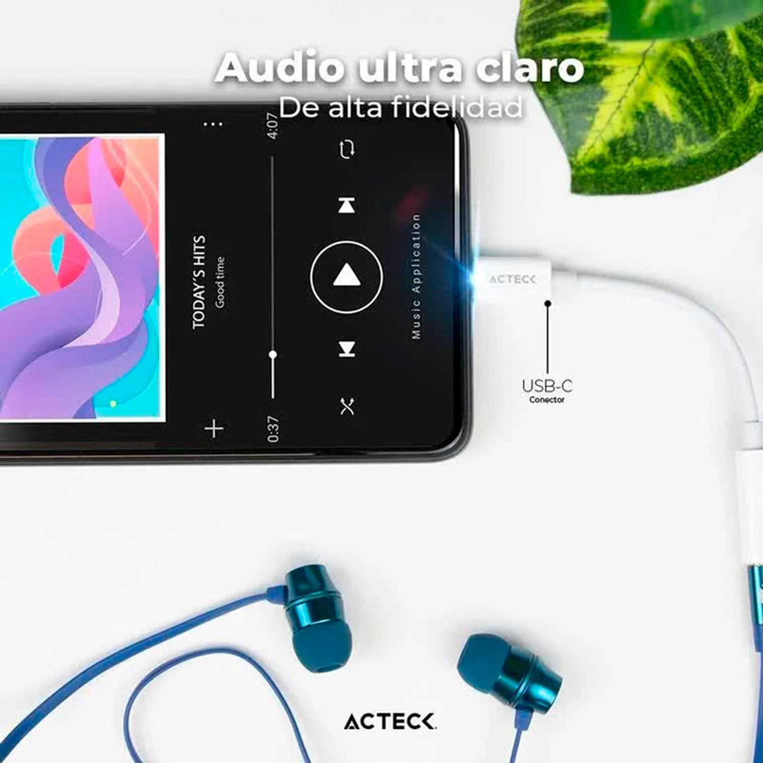 Adaptador Convertidor ACTECK SHIFT PLUS AA405 USB Tipo C a Jack 3.5mm Blanco AC-934831 - Image 4