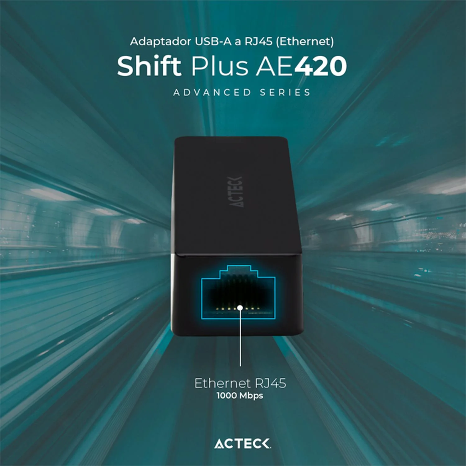 Adaptador Convertidor ACTECK SHIFT PLUS AE420 USB a Ethernet RJ45 Negro AC-934732 - Image 3