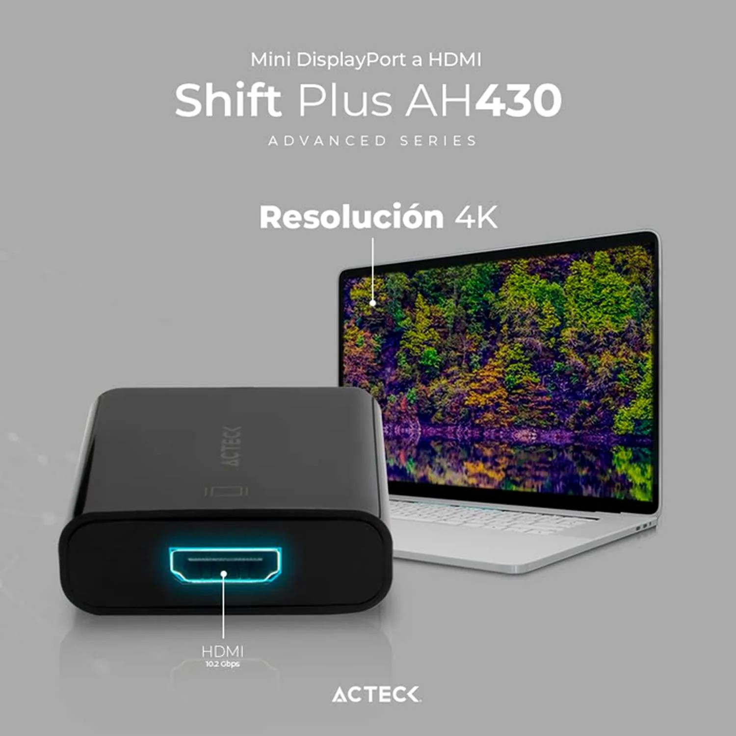 Adaptador Convertidor ACTECK SHIFT PLUS AH430 Mini DisplayPort a HDMI Negro AC-934770 - Image 3