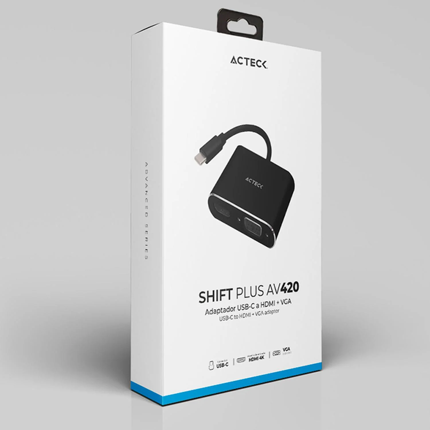 Adaptador Convertidor ACTECK SHIFT PLUS AV420 USB Tipo C a HDMI + VGA Negro AC-934657 - Image 6