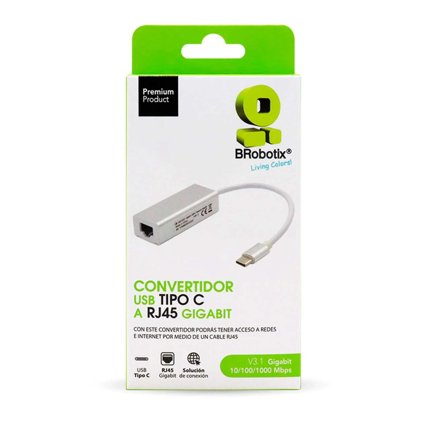 Adaptador Convertidor BROBOTIX USB Tipo C a RJ45 V3.1 651879 - Image 3