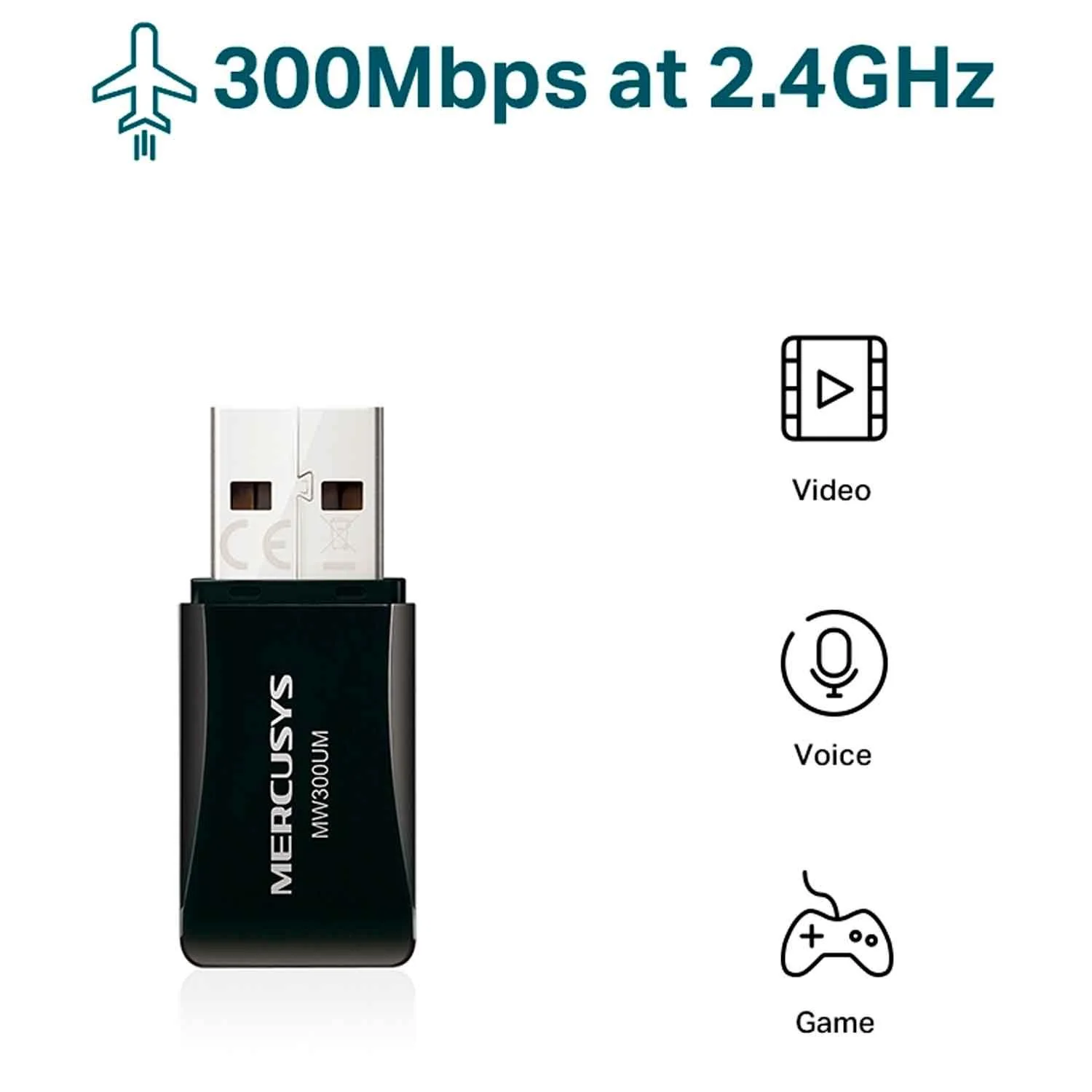 Adaptador Inalambrico USB MERCUSYS MW300UM N 300Mbps 2.0 - Image 4