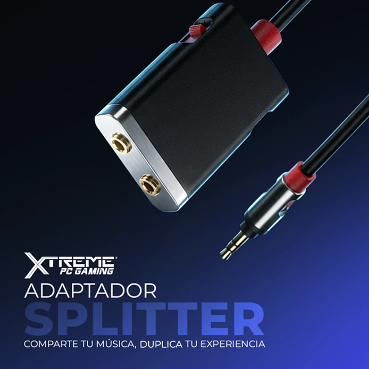 Adaptador XTREME PC GAMING iSplitter 1000 Audio Splitter 3.5mm 1 a 2 Control de Volumen Negro Y-SPLT V2 WW - Image 5