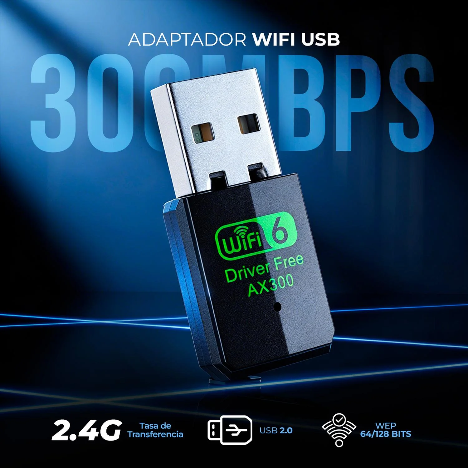 Adaptador WiFi XTREME PC GAMING USB Mini 300Mbps 2.4GHz Inalambrico Plug & Play Windows/Linux NXT309BK - Image 2