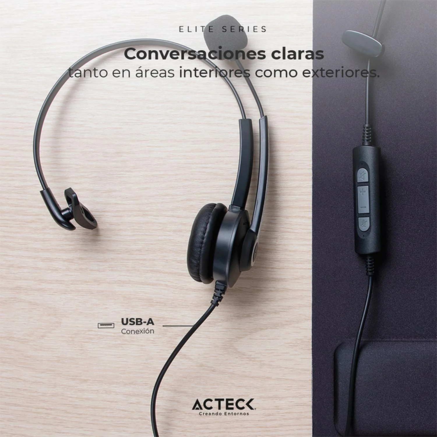 Audifono Diadema para Call Center ACTECK CENTRIC PRO HP620 Alambrico USB Negro AC-935326 - Image 4
