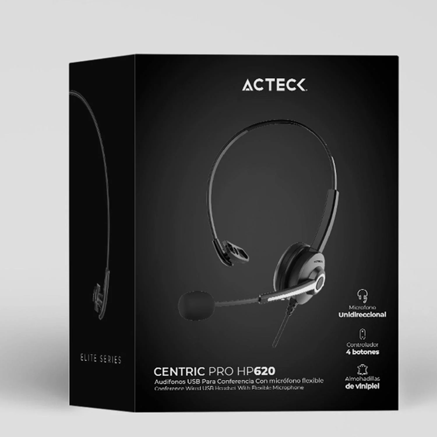 Audifono Diadema para Call Center ACTECK CENTRIC PRO HP620 Alambrico USB Negro AC-935326 - Image 5