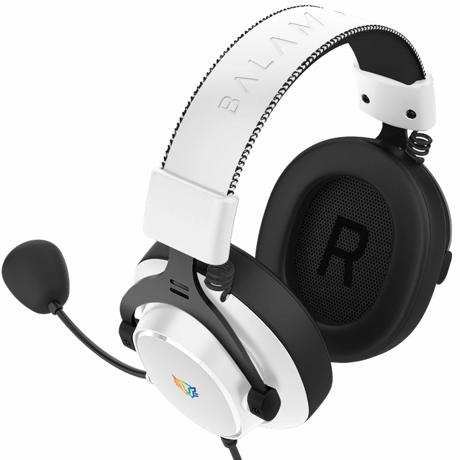 Audifonos Diadema Gamer BALAM RUSH AVIATOR EXPERT HA777 Microfono Desmontable 3.5mm + USB RGB PC Consolas Blanco BR-941150 - Image 2