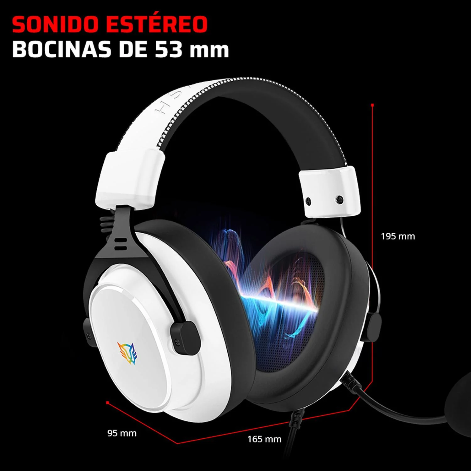 Audifonos Diadema Gamer BALAM RUSH AVIATOR EXPERT HA777 Microfono Desmontable 3.5mm + USB RGB PC Consolas Blanco BR-941150 - Image 5