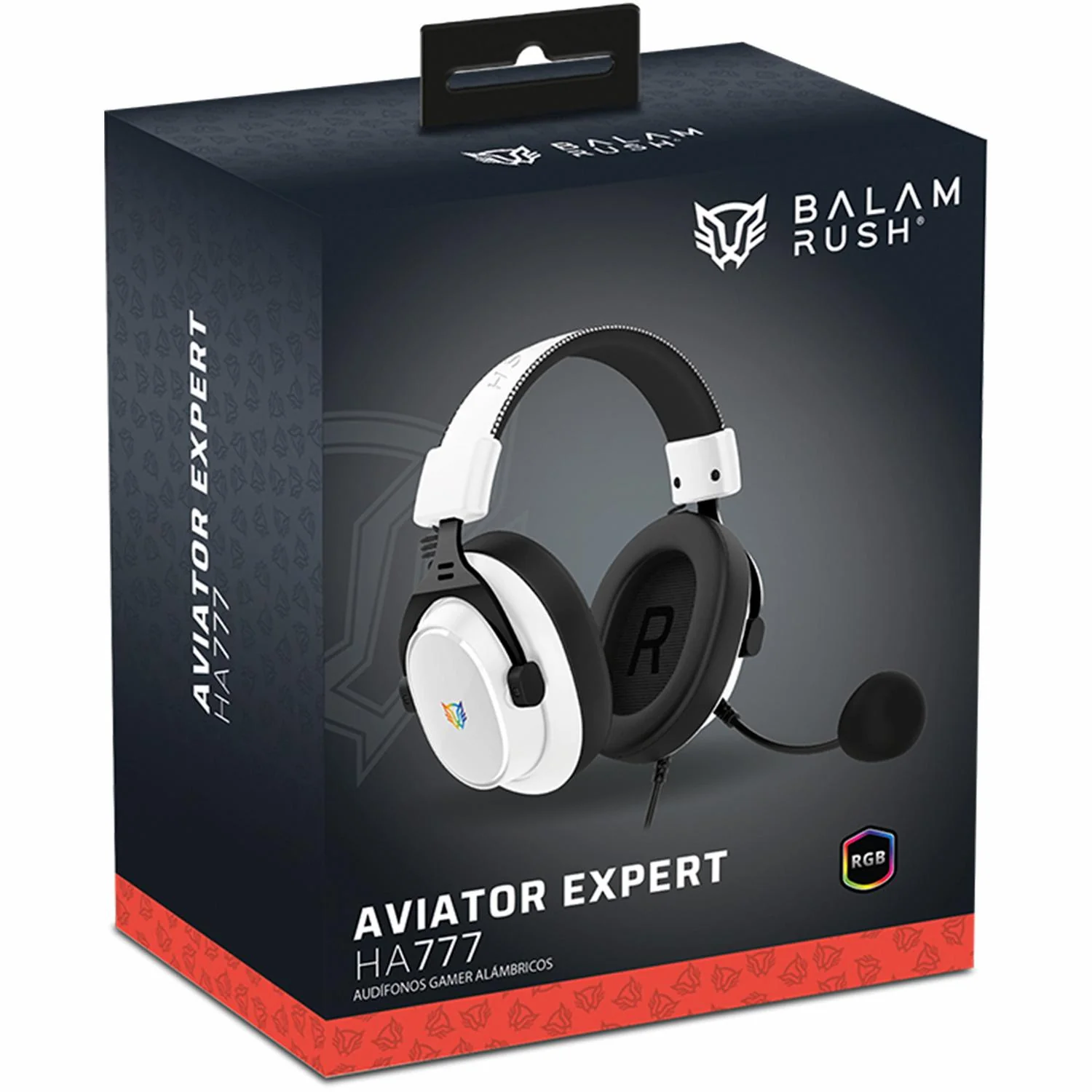 Audifonos Diadema Gamer BALAM RUSH AVIATOR EXPERT HA777 Microfono Desmontable 3.5mm + USB RGB PC Consolas Blanco BR-941150 - Image 6
