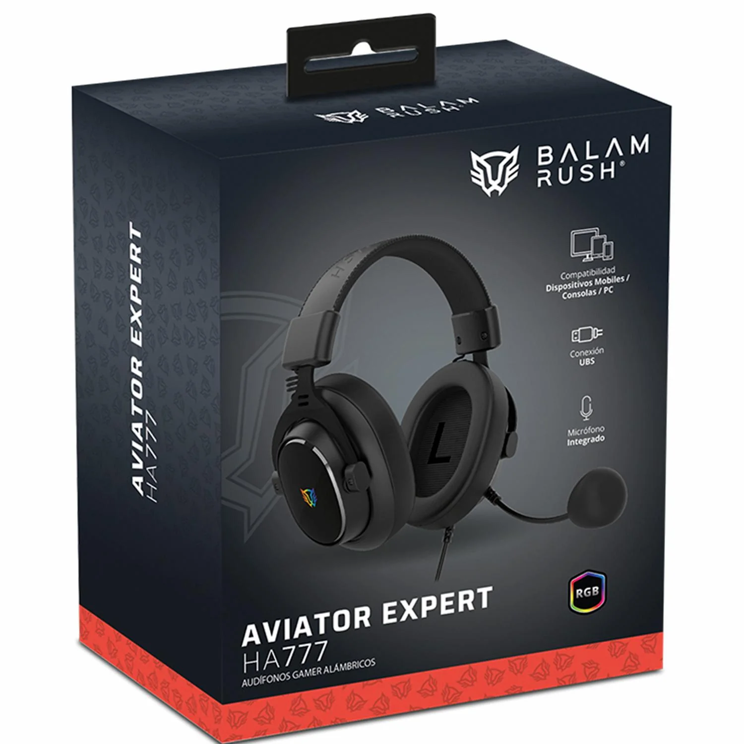 Audifonos Diadema Gamer BALAM RUSH AVIATOR EXPERT HA777 Microfono Desmontable 3.5mm + USB RGB PC Consolas Negro BR-941143 - Image 6