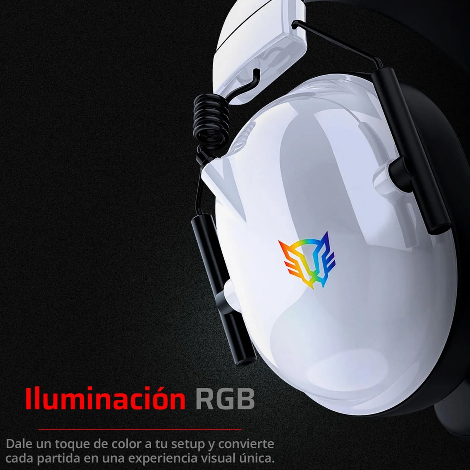 Audifonos Diadema Gamer BALAM RUSH AVIATOR LEVEL HA757 Microfono 3.5 + USB RGB Blanco BR-941174 - Image 4