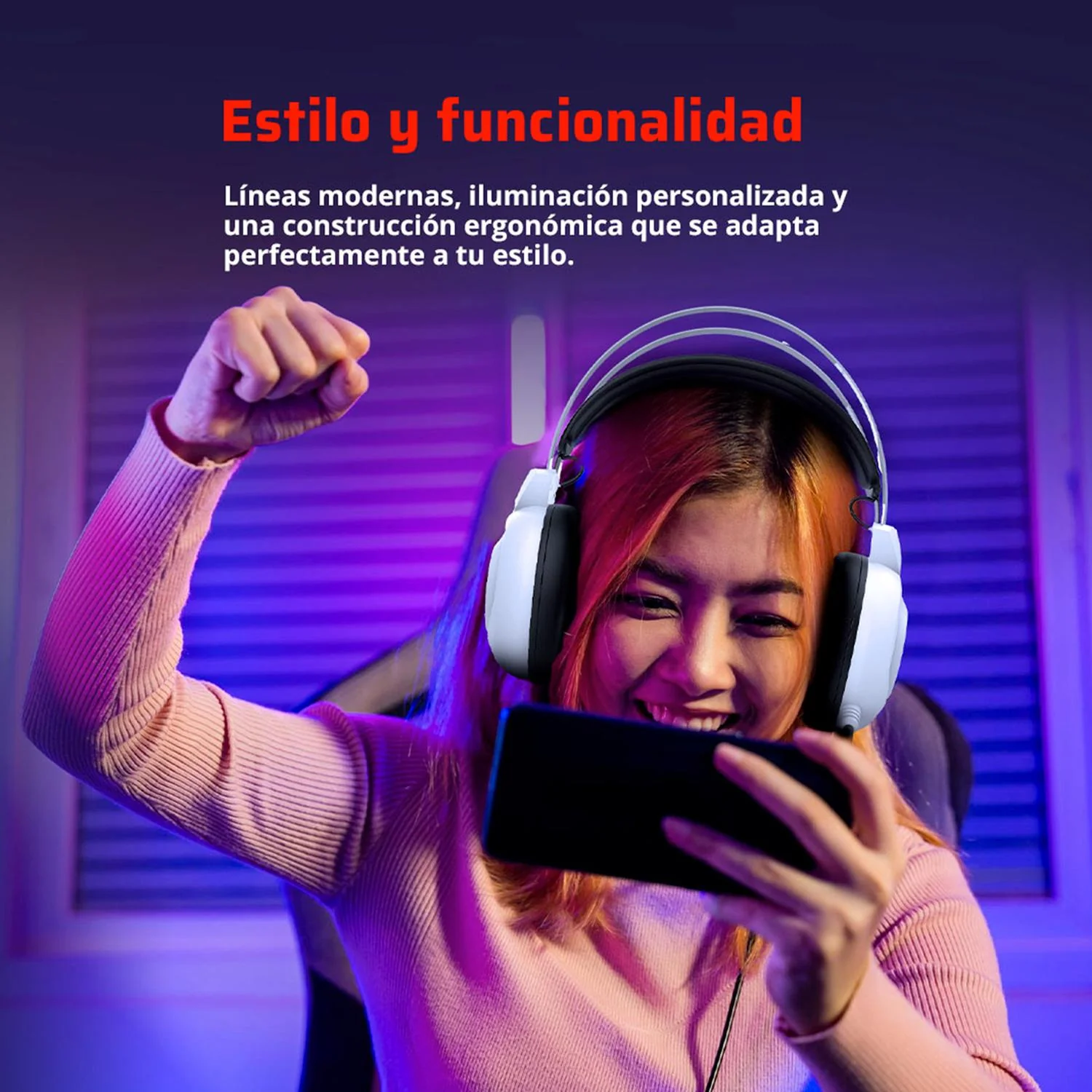 Audifonos Diadema Gamer BALAM RUSH HESIX II HS688 Microfono USB/Jack 3.5mm RGB Blanco BR-941211 - Image 4