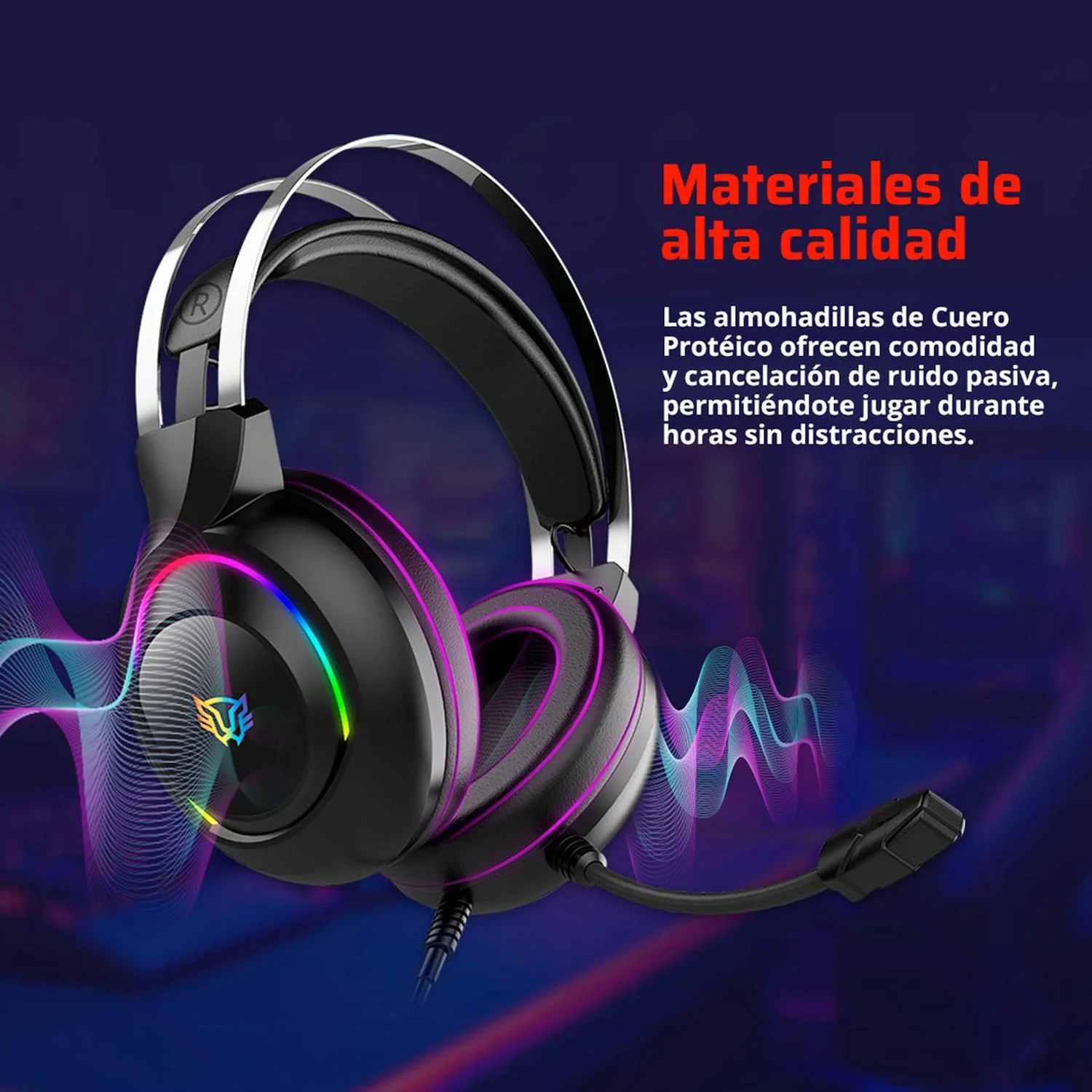Audifonos Diadema Gamer BALAM RUSH HESIX II HS688 Microfono USB/Jack 3.5mm RGB Negro BR-941204 - Image 4