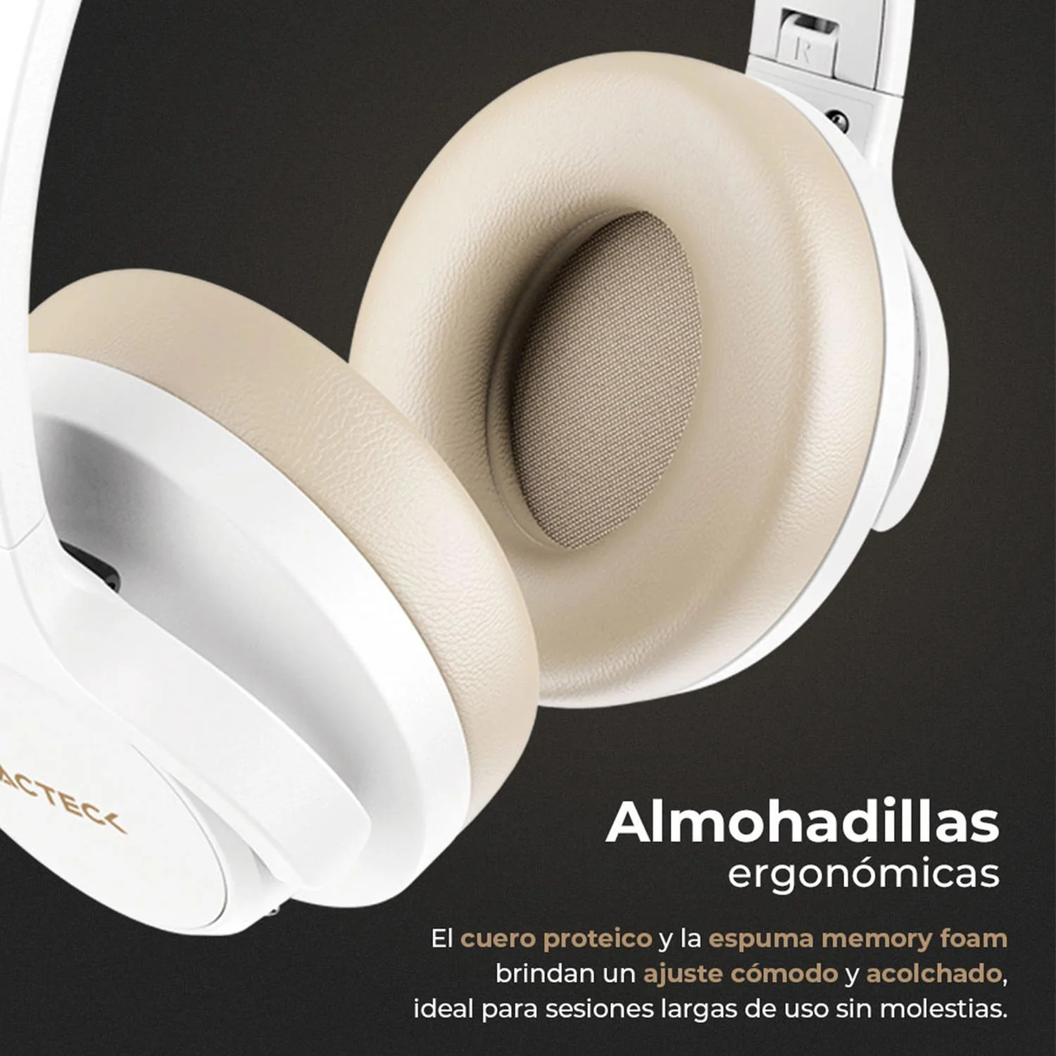 Audifonos Diadema Inalambrica ACTECK HYPE EPIC HP750 Microfono Integrado 3.5mm + BT Blanco AC-940863 - Image 4