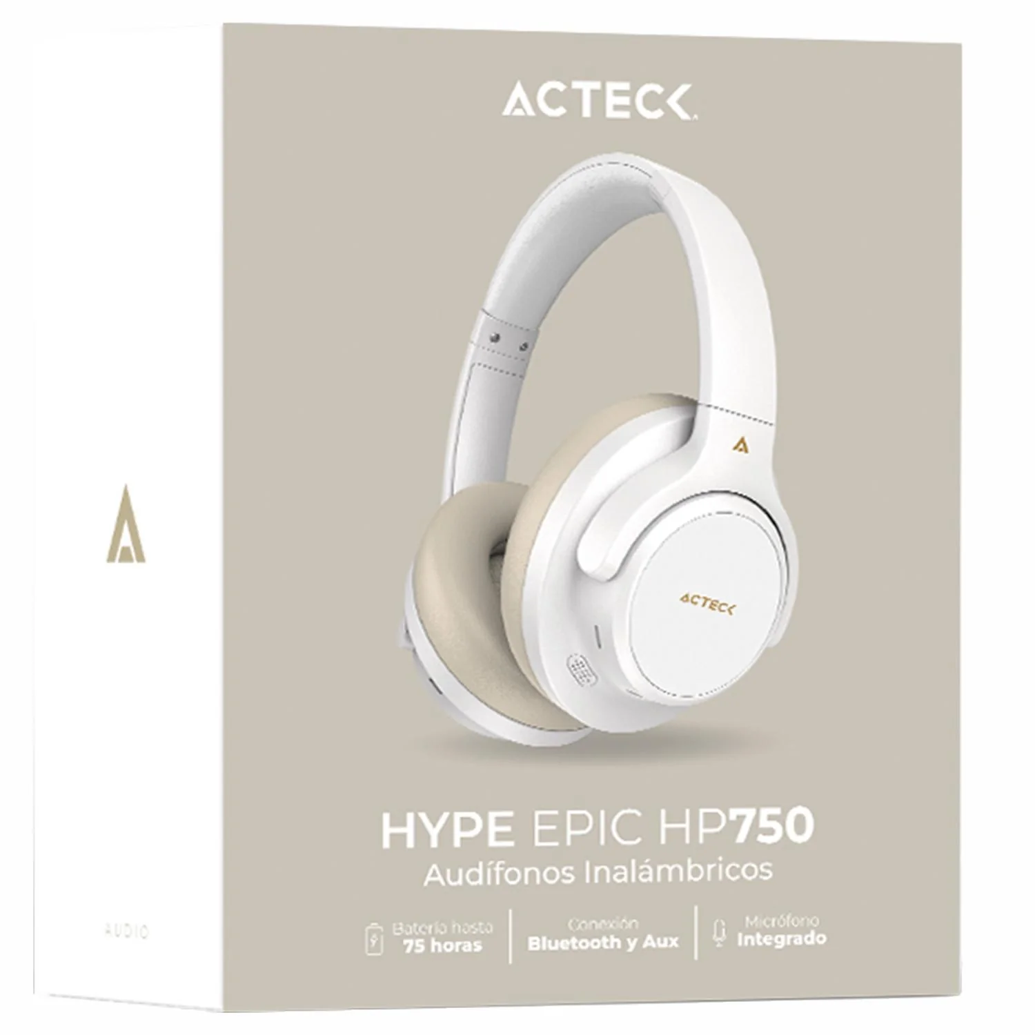 Audifonos Diadema Inalambrica ACTECK HYPE EPIC HP750 Microfono Integrado 3.5mm + BT Blanco AC-940863 - Image 6