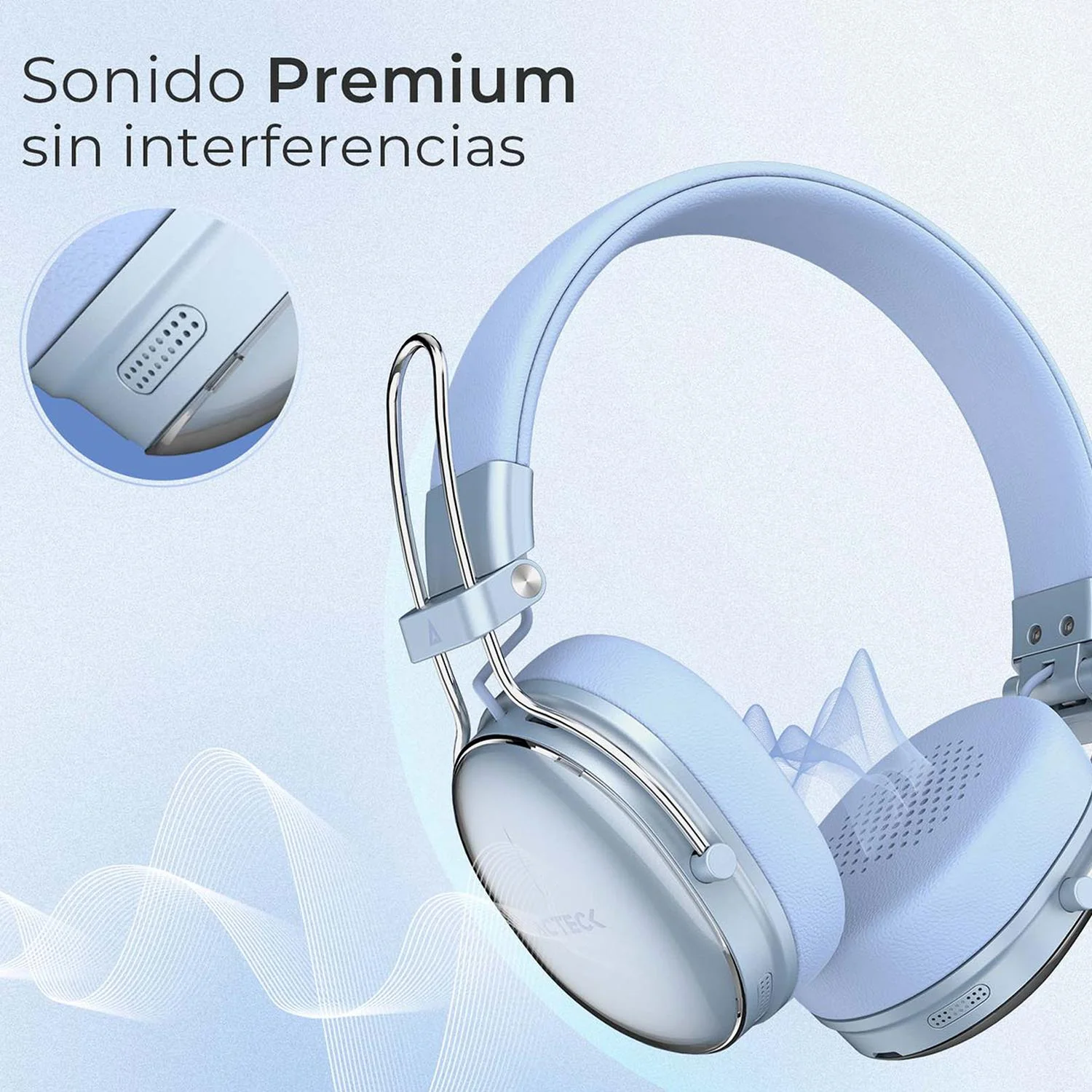 Audifonos Diadema Inalambrica ACTECK LUXE CHIC HP710 Microfono Integrado Bluetooth 5.4 Azul AC-940917 - Image 4