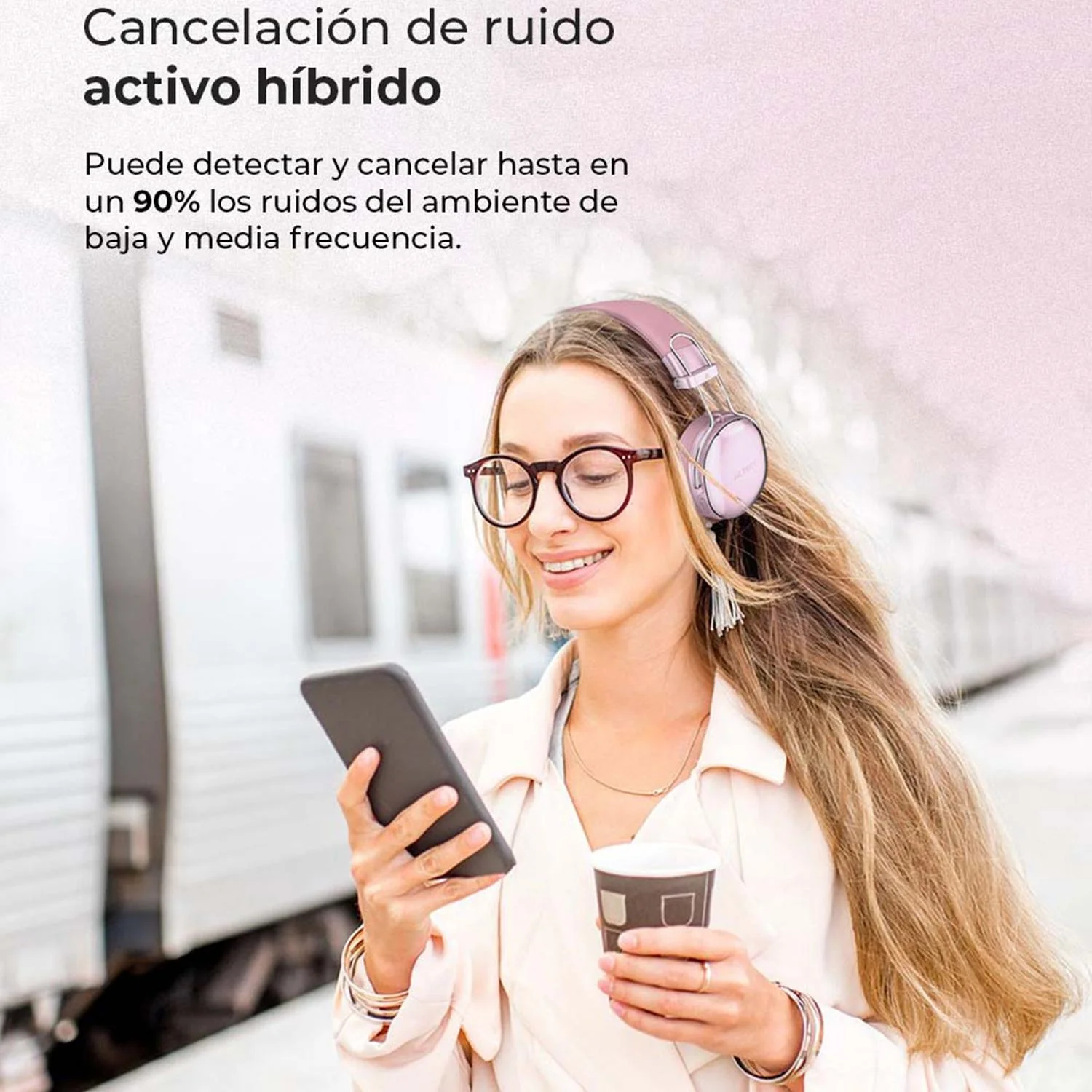 Audifonos Diadema Inalambrica ACTECK LUXE CHIC HP710 Microfono Integrado Bluetooth 5.4 Rosa AC-940900 - Image 5