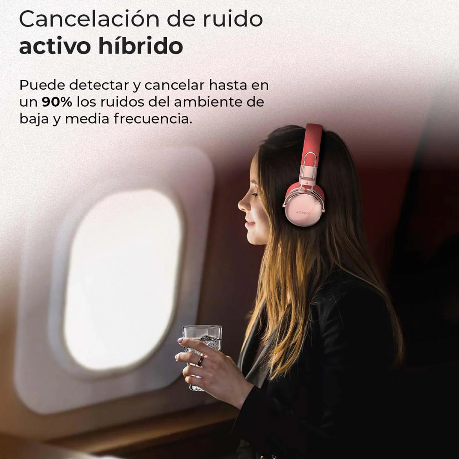 Audifonos Diadema Inalambrica ACTECK LUXE CHIC HP710 Microfono Integrado Bluetooth 5.4 Salmon AC-940894 - Image 5