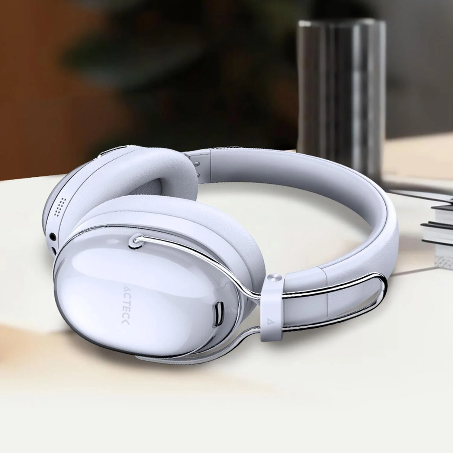 Audifonos Diadema Inalambrica ACTECK LUXE PURE HP730 Microfono Integrado Bluetooth 5.4 Blanco AC-940887 - Image 3