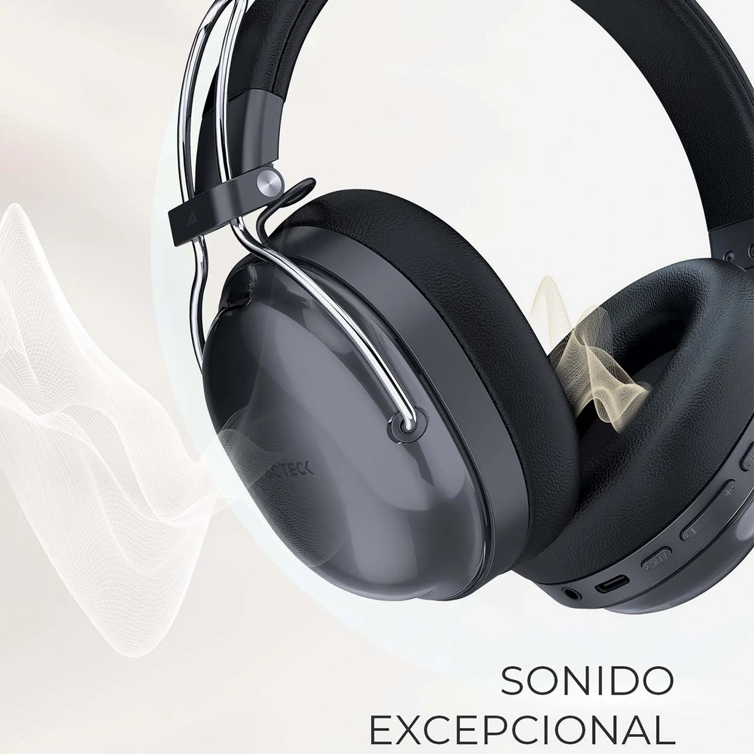 Audifonos Diadema Inalambrica ACTECK LUXE PURE HP730 Microfono Integrado Bluetooth 5.4 Negro AC-940870 - Image 3