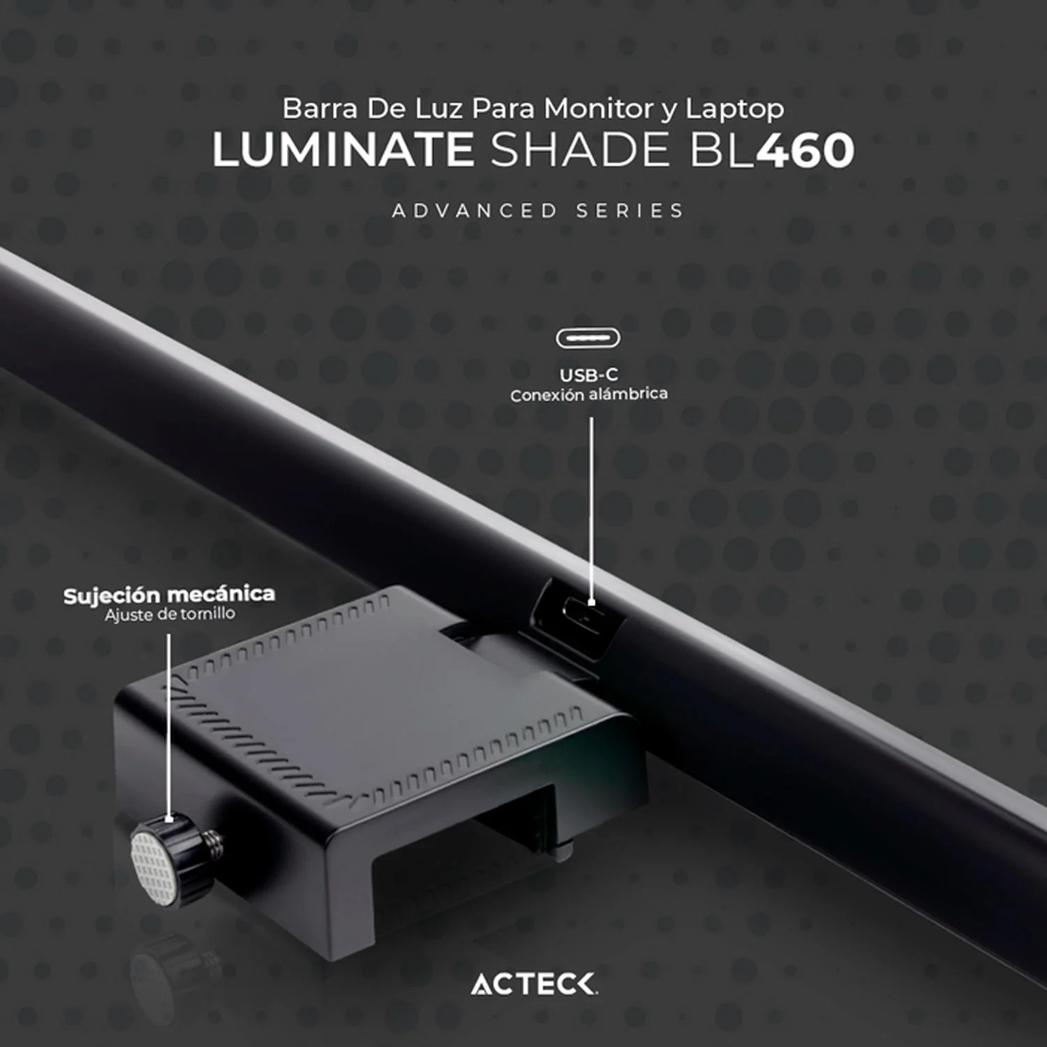 Barra de Luz para Laptop ACTECK LUMINATE SHADE BL460 Ultradelgado Luz Ajustable USB Negro AC-934992 - Image 3