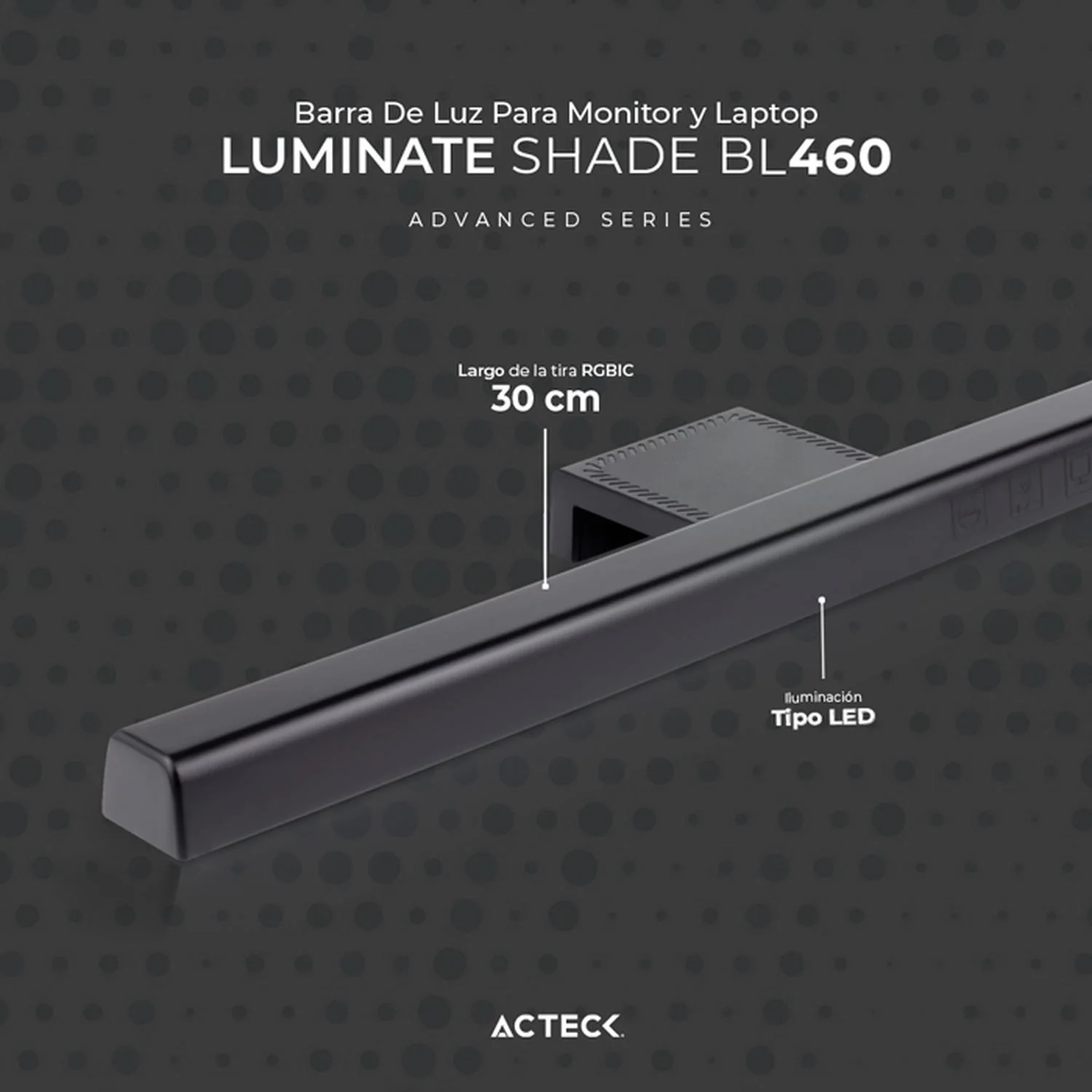 Barra de Luz para Laptop ACTECK LUMINATE SHADE BL460 Ultradelgado Luz Ajustable USB Negro AC-934992 - Image 4