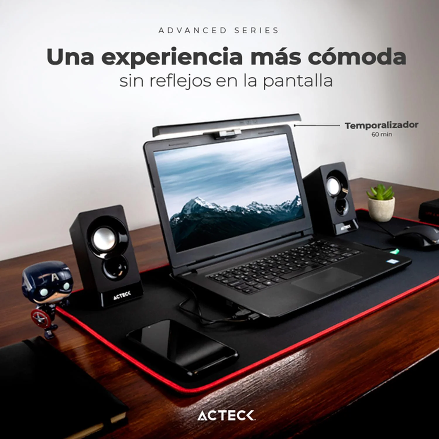 Barra de Luz para Laptop ACTECK LUMINATE SHADE BL460 Ultradelgado Luz Ajustable USB Negro AC-934992 - Image 5
