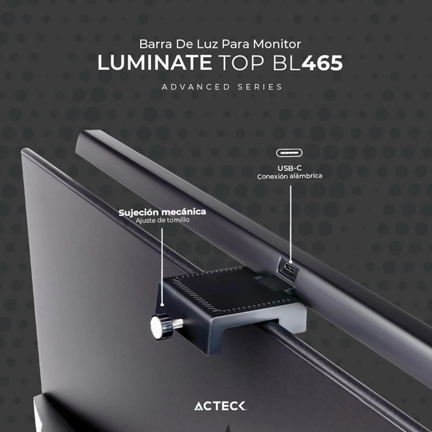 Barra de Luz para Monitor ACTECK LUMINATE TOP BL465 Ultradelgado Luz Ajustable USB Negro AC-934985 - Image 4