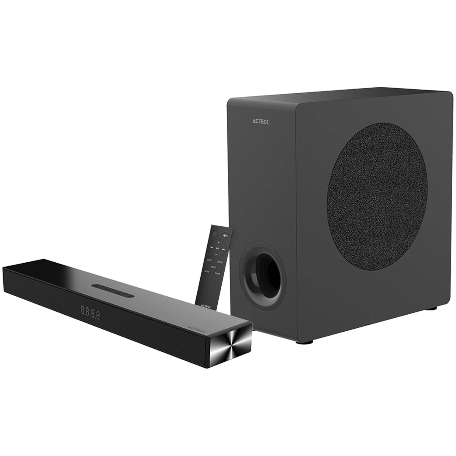 Barra de Sonido ACTECK DYNAMIC THIN BS600 Inalambrico Sonido 2.1 Bluetooth 5.3 60W RMS Control Remoto Negro AC-940801 - Image 6