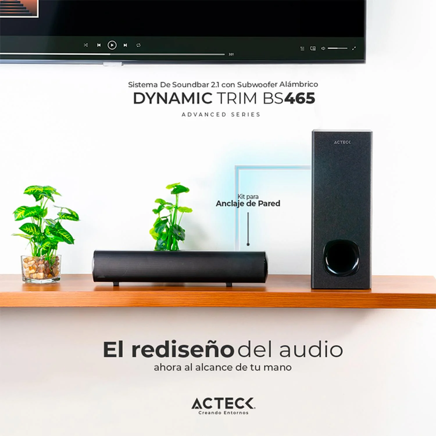 Barra de Sonido ACTECK DYNAMIC TRIM BS465 Subwoofer Alámbrico 60w Negro AC-935234 - Image 4
