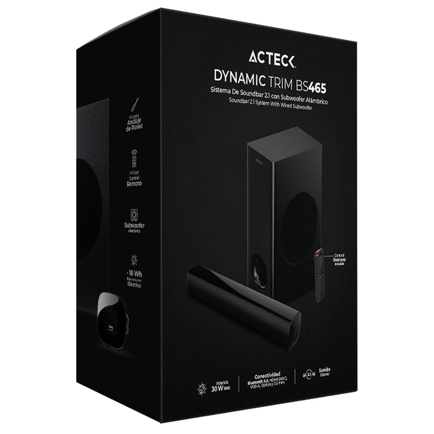 Barra de Sonido ACTECK DYNAMIC TRIM BS465 Subwoofer Alámbrico 60w Negro AC-935234 - Image 5