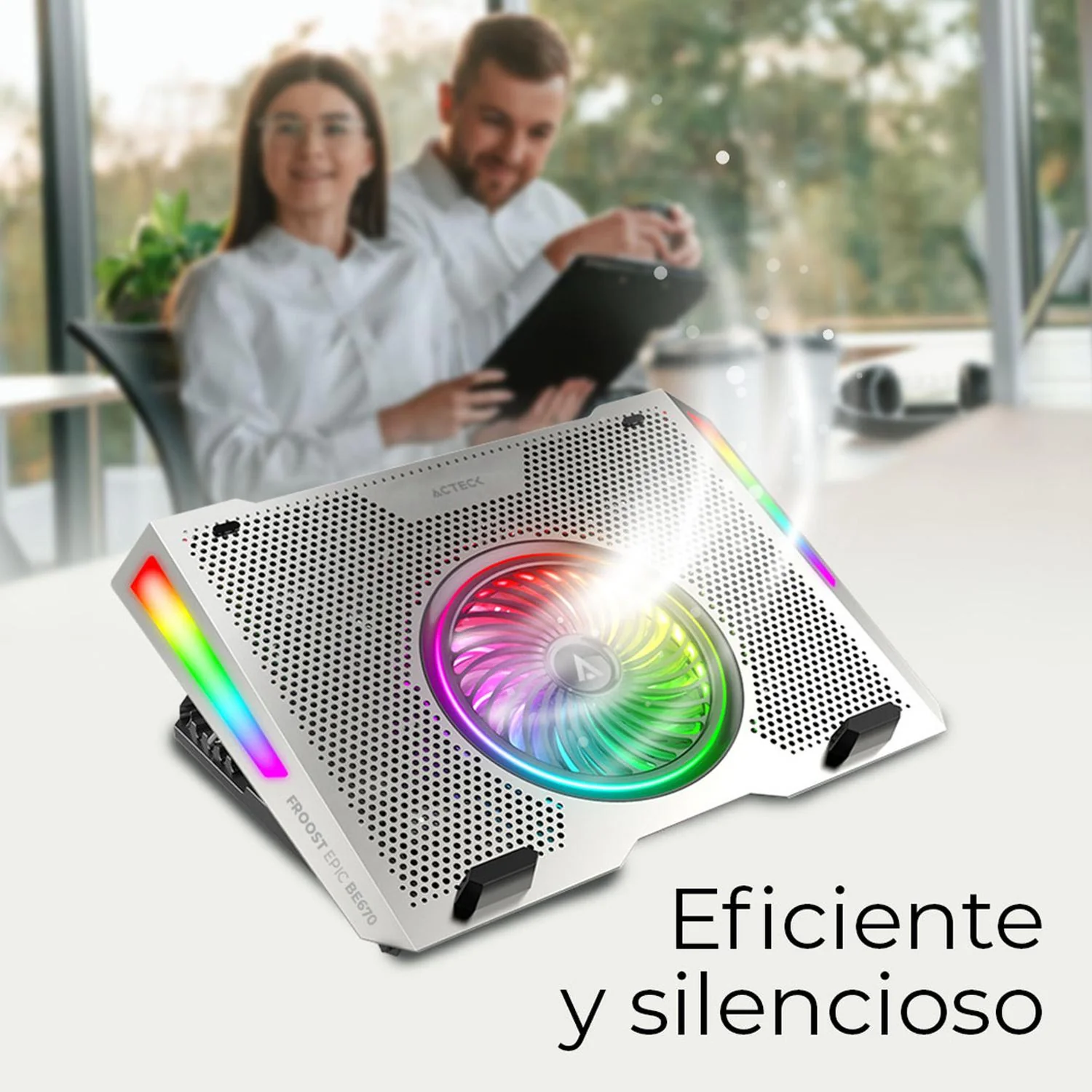 Base Enfriadora ACTECK FROOST EPIC BE670 Laptop 15.6 pulgadas Altura Ajustable 5 Fan 2xUSB LED AC-940764 - Image 3