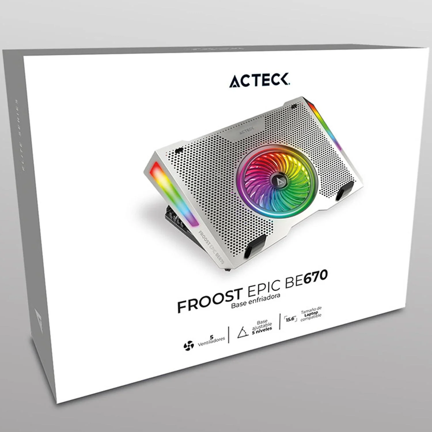 Base Enfriadora ACTECK FROOST EPIC BE670 Laptop 15.6 pulgadas Altura Ajustable 5 Fan 2xUSB LED AC-940764 - Image 6