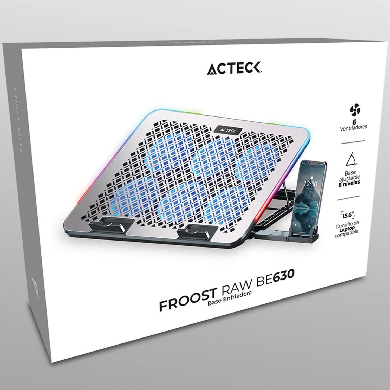 Base Enfriadora ACTECK FROOST RAW BE630 Laptop 15.6 pulgadas Altura Ajustable 6 Fan 2xUSB LED AC-940771 - Image 6