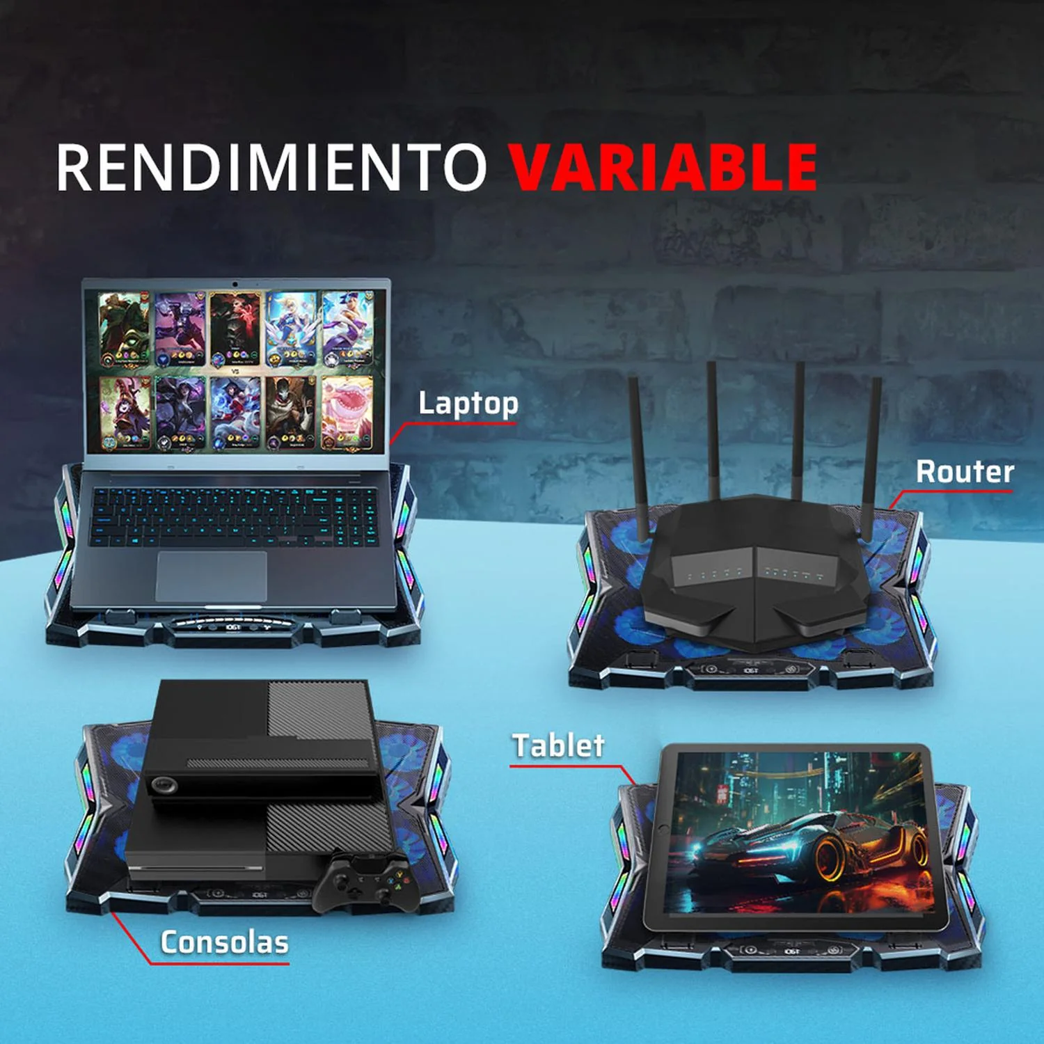 Base Enfriadora BALAM RUSH EOLOX FROST EF740 Laptop 17 pulgadas Altura Ajustable 15 Fan USB-C LED BR-941136 - Image 4
