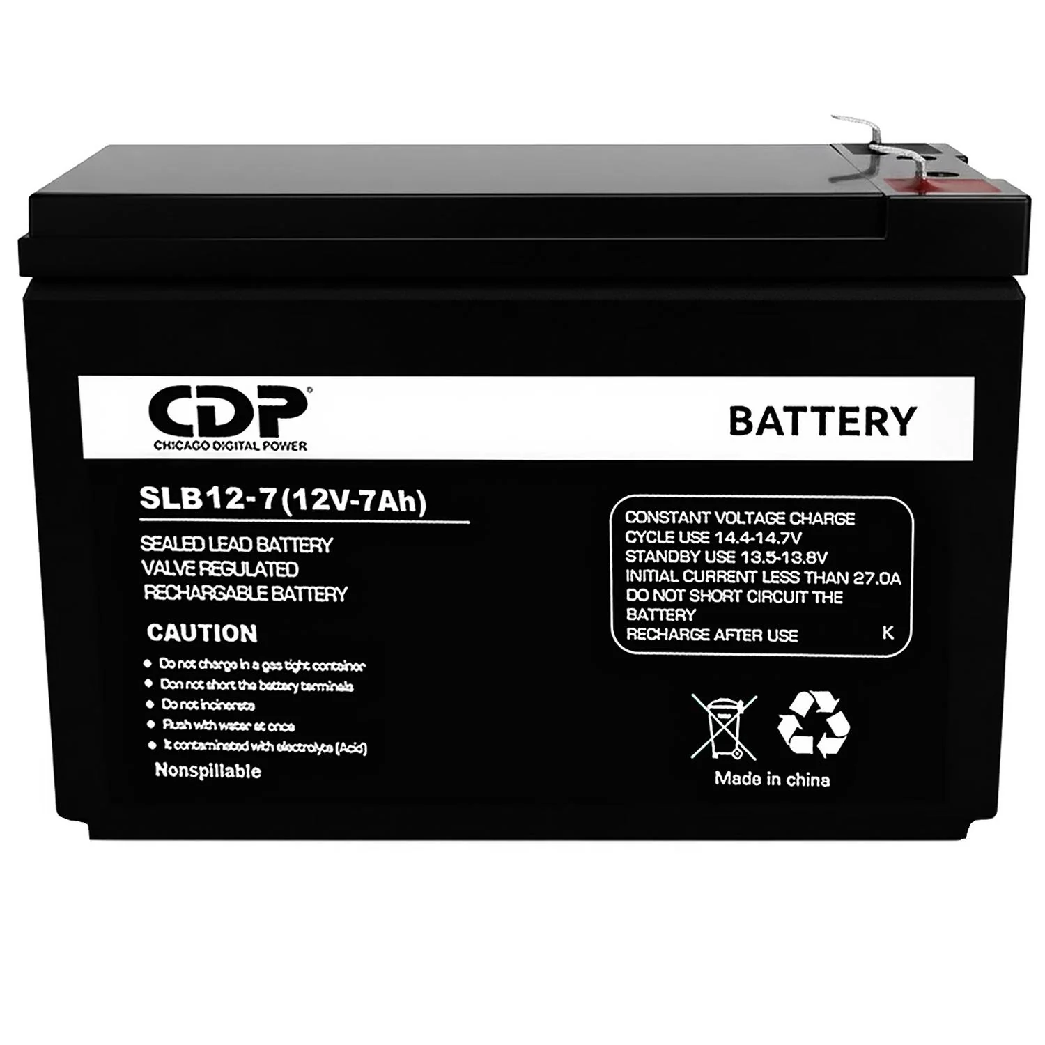 Bateria de Remplazo UPS CDP SLB-12/7 12V 7Ah VRLA Compatible con No Break R-UPR758 R‑Smart751