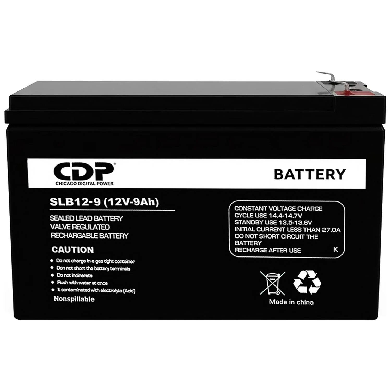 Bateria de Remplazo UPS CDP SLB-12/9 12V 9Ah VRLA Compatible con No Break R‑UPR1008 R‑Smart1010