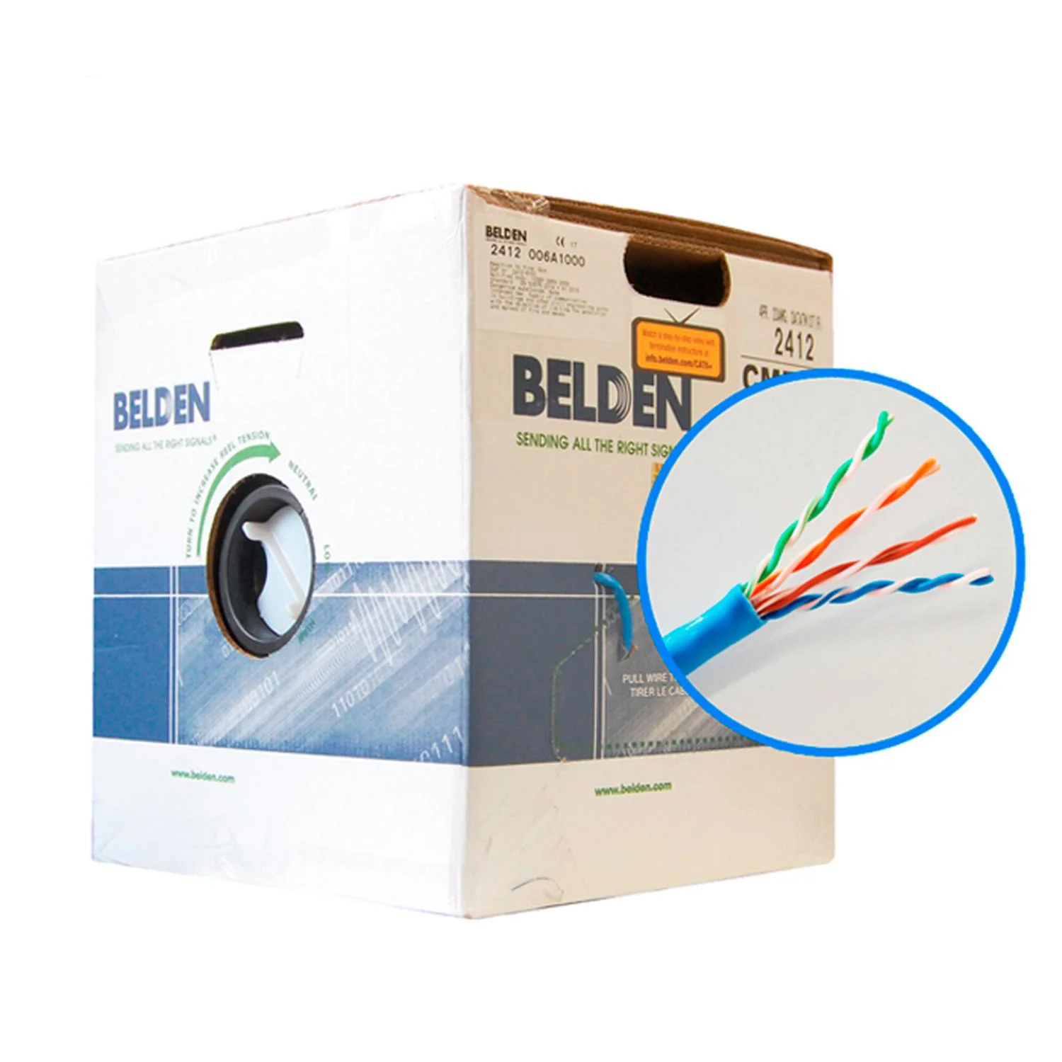 Bobina de Cable BELDEN UTP CAT6+ 305 m 100% Cobre Interior Azul 2412 006A1000 - Image 5