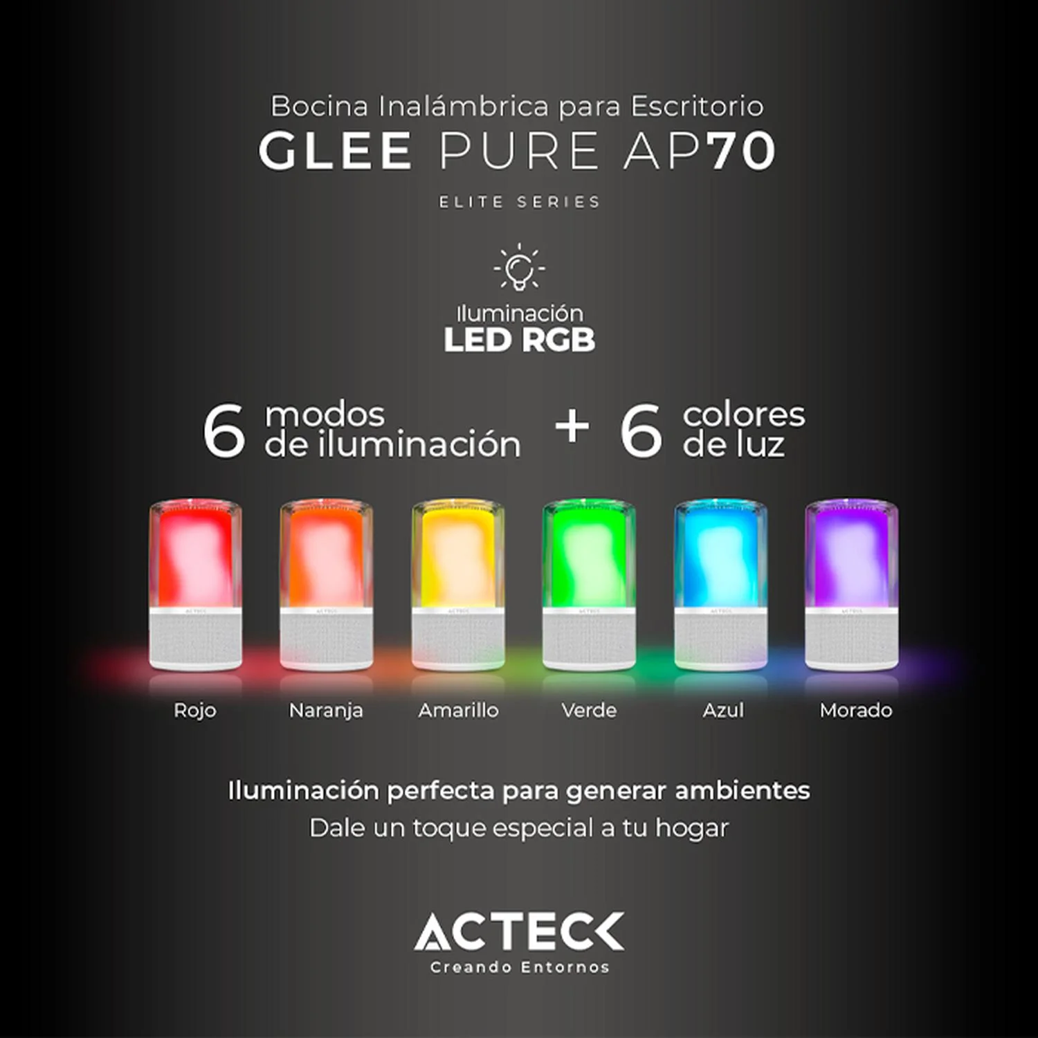 Bocina Portatil ACTECK GLEE PURE AP70 Inalambrica Luz LED Tws Blanco AC-936392 - Image 3