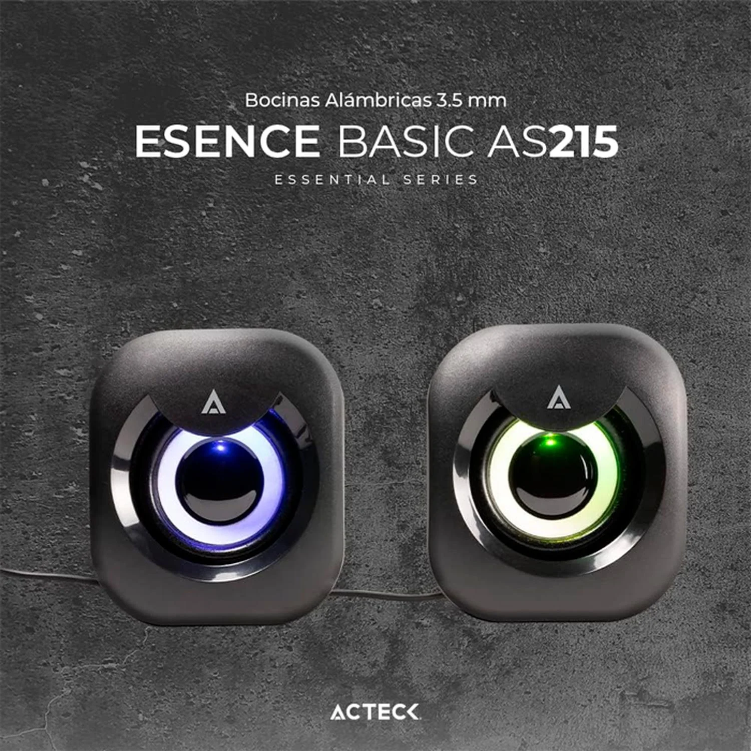 Bocinas ACTECK ESENCE BASIC AS215 Alambrica USB 3.5mm Iluminacion Led Negro AC-935272 - Image 2