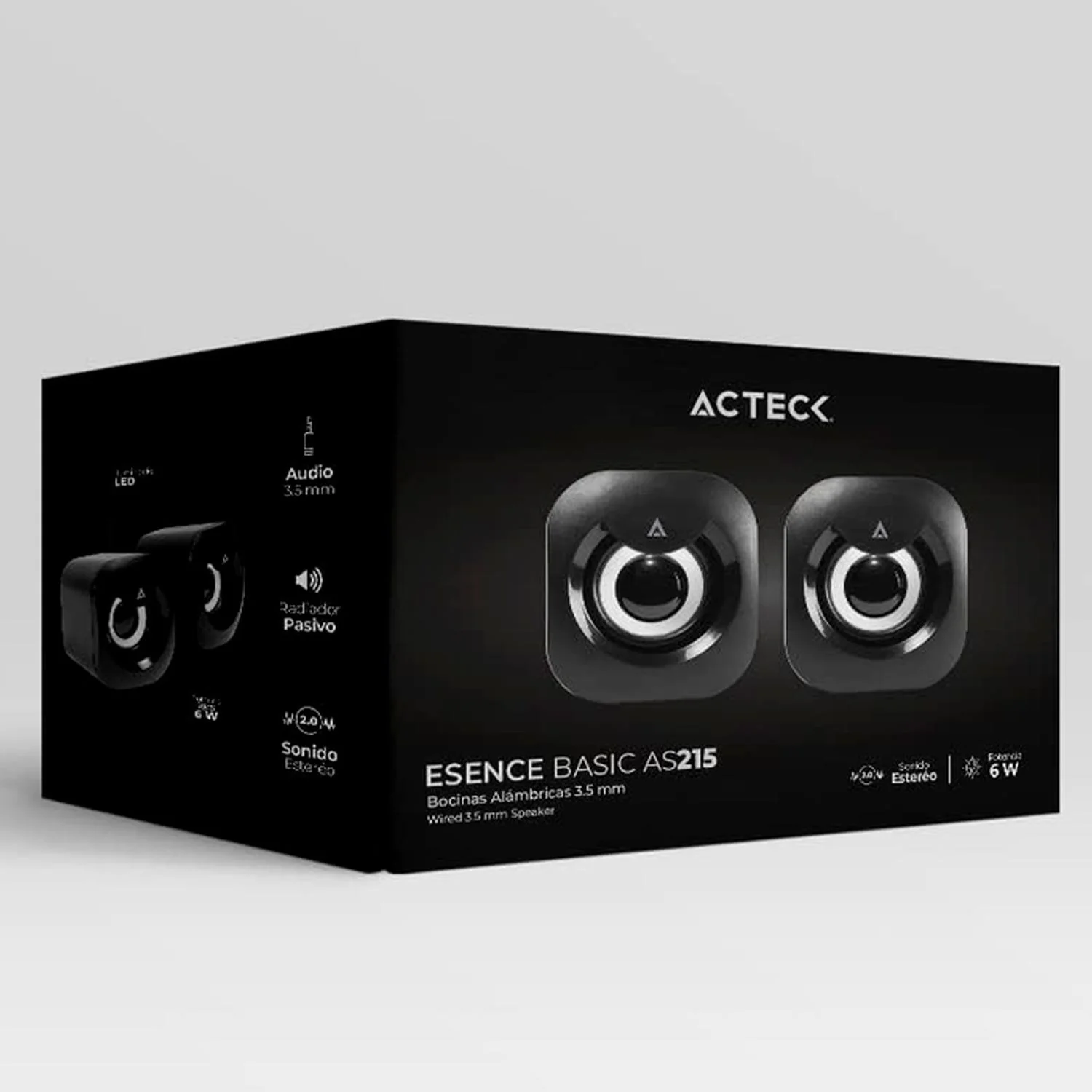Bocinas ACTECK ESENCE BASIC AS215 Alambrica USB 3.5mm Iluminacion Led Negro AC-935272 - Image 5