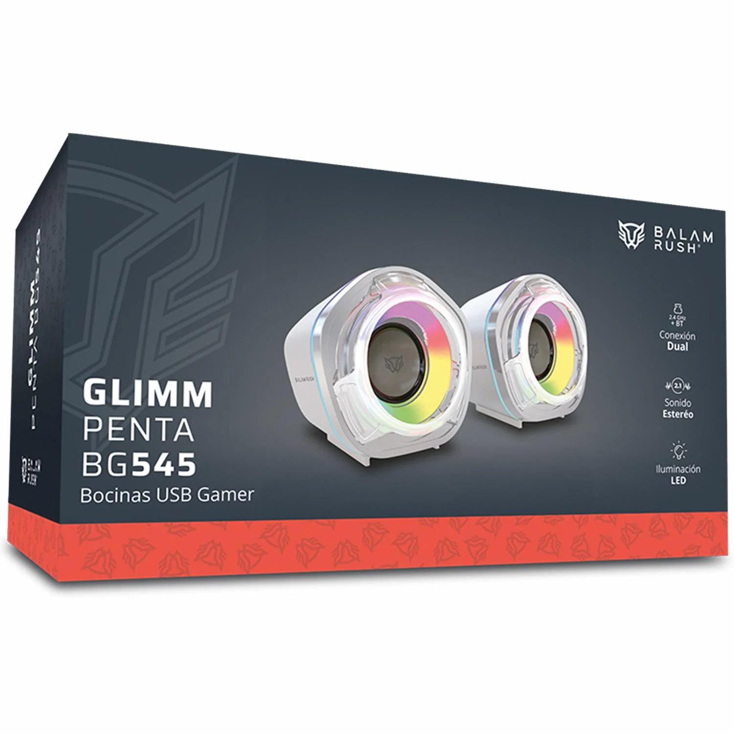 Bocinas Gamer BALAM RUSH GLIMM PENTA BG545 Inalambrica RGB Sonido Estereo 2.0 USB + Bluetooth 5.0 Blanco BR-941235 - Image 6