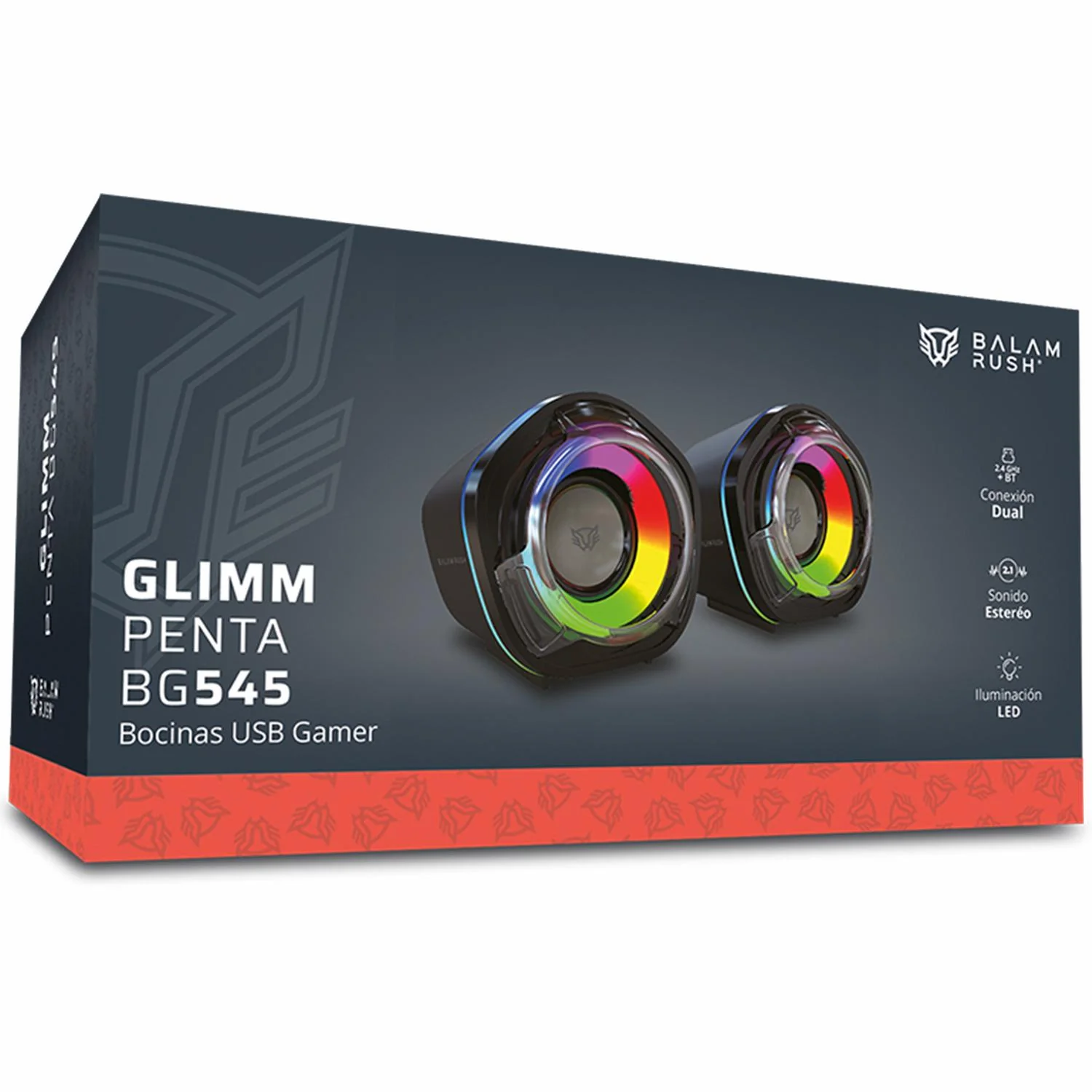 Bocinas Gamer BALAM RUSH GLIMM PENTA BG545 Inalambrica RGB Sonido Estereo 2.0 USB + Bluetooth 5.0 Negro BR-941228 - Image 5