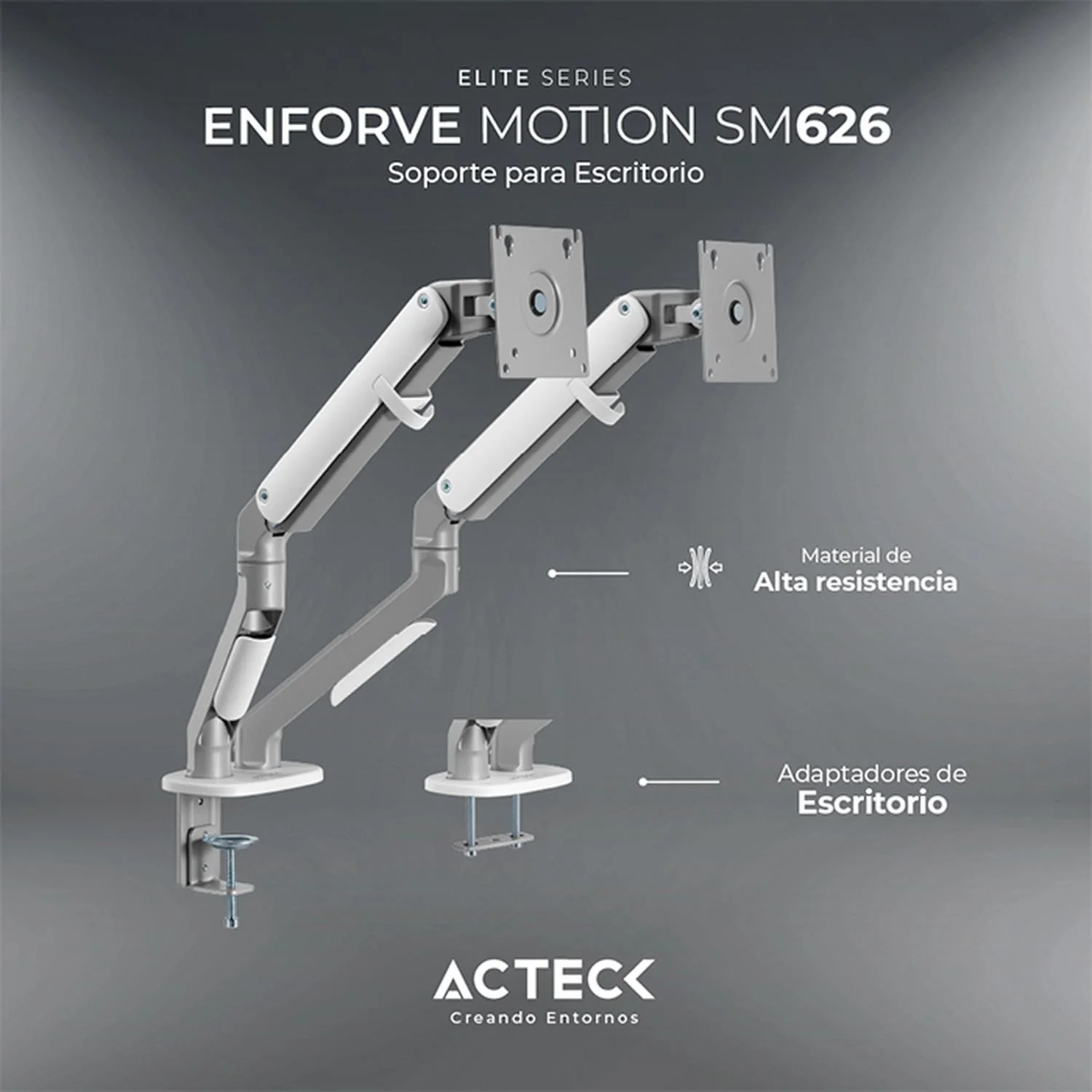 Brazo articulado doble para Monitores ACTECK ENFORCE MOTION SM626 hasta 32" Ajustable AC-936552 - Image 4