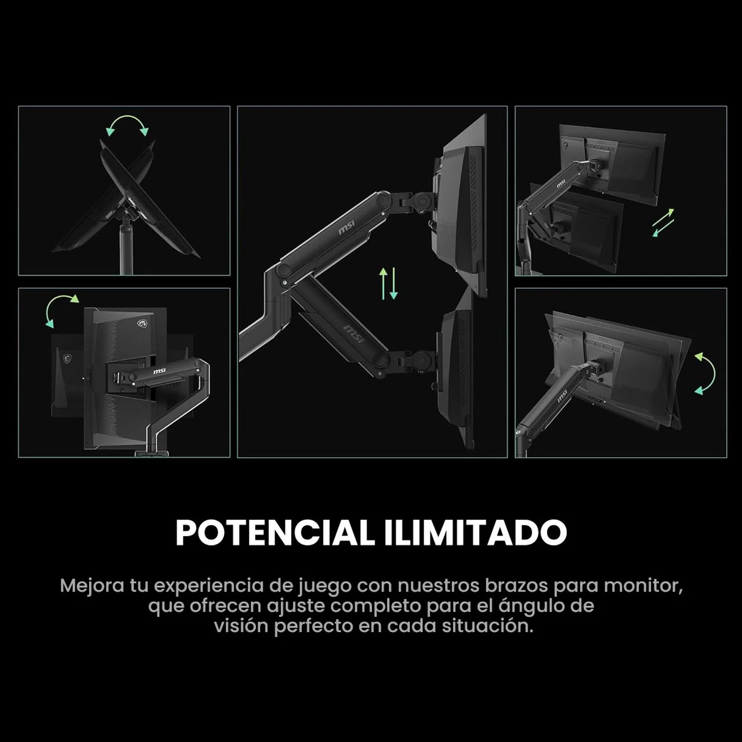 Soporte articulado Brazo para Monitor MSI MAG MT201 Hasta 49 pulgadas Negro - Image 5