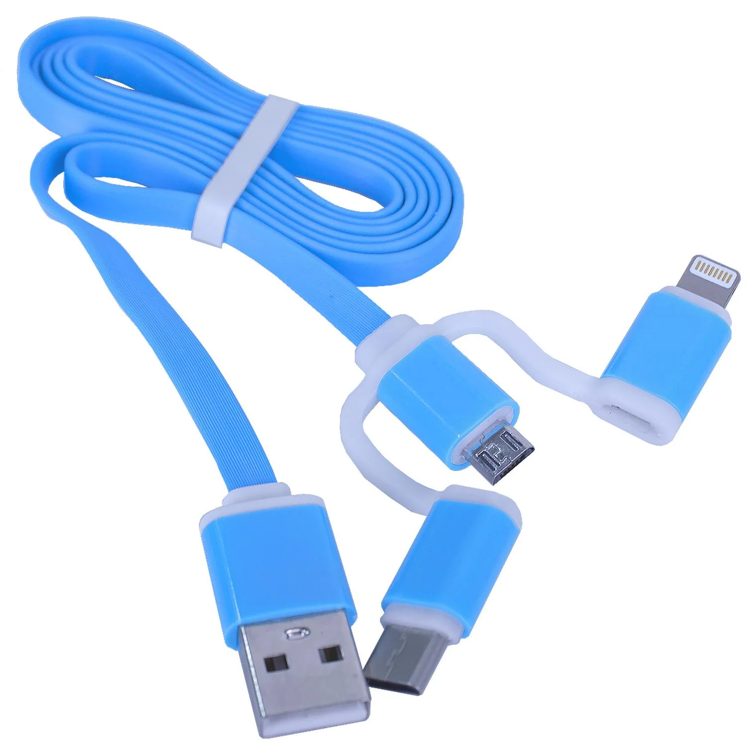 Cable 3 en 1 Q TOUCH USB a Lightning Tipo C Micro USB Carga Rapida 1m Azul QUC-331 - Image 3