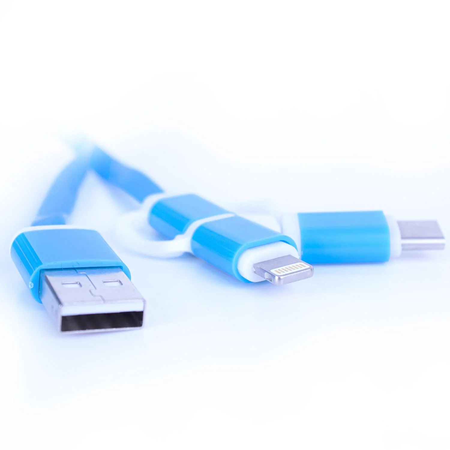 Cable 3 en 1 Q TOUCH USB a Lightning Tipo C Micro USB Carga Rapida 1m Azul QUC-331 - Image 4